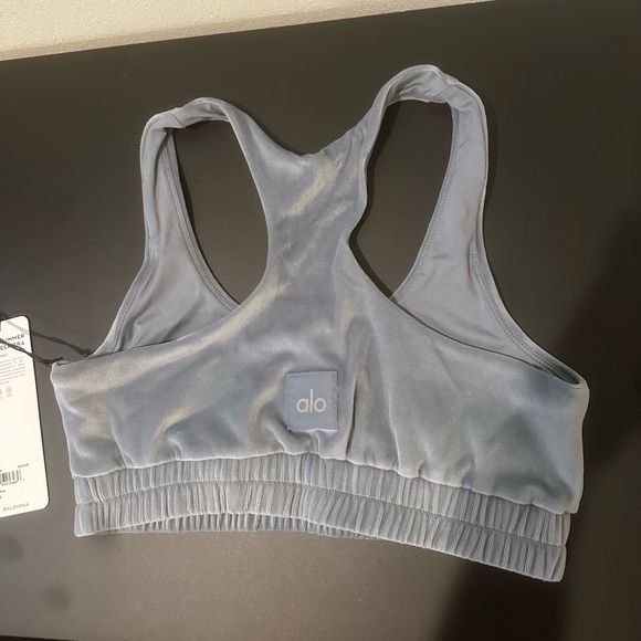 Alo Velour Glimmer Scoop Neck Bra - Picture 5 of 10